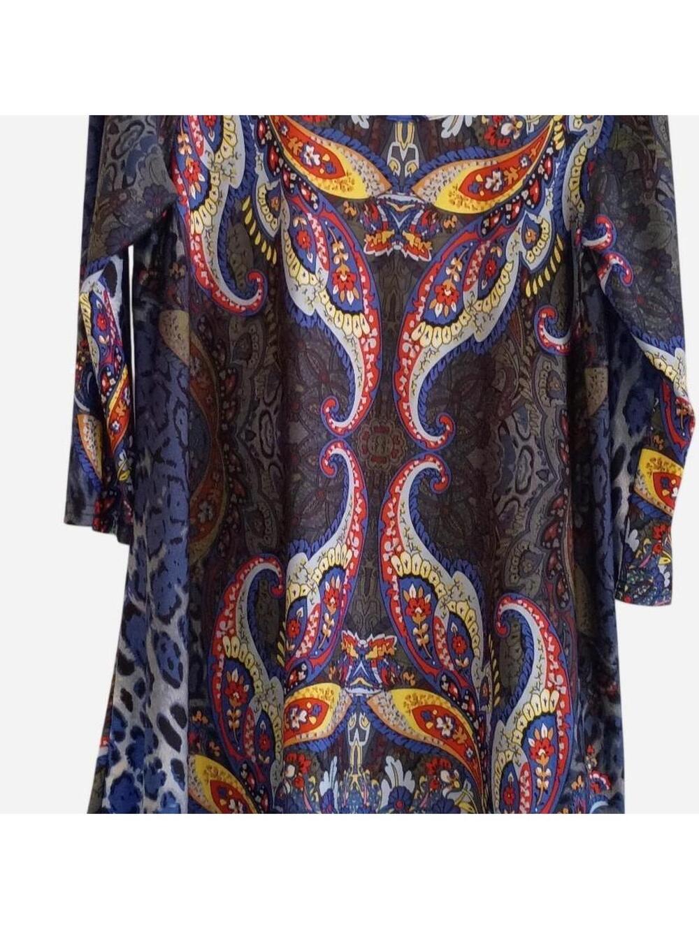 Boho Paisley Animal Print Handkerchief Tunic | White Mark 1XL - Picture 3 of 8